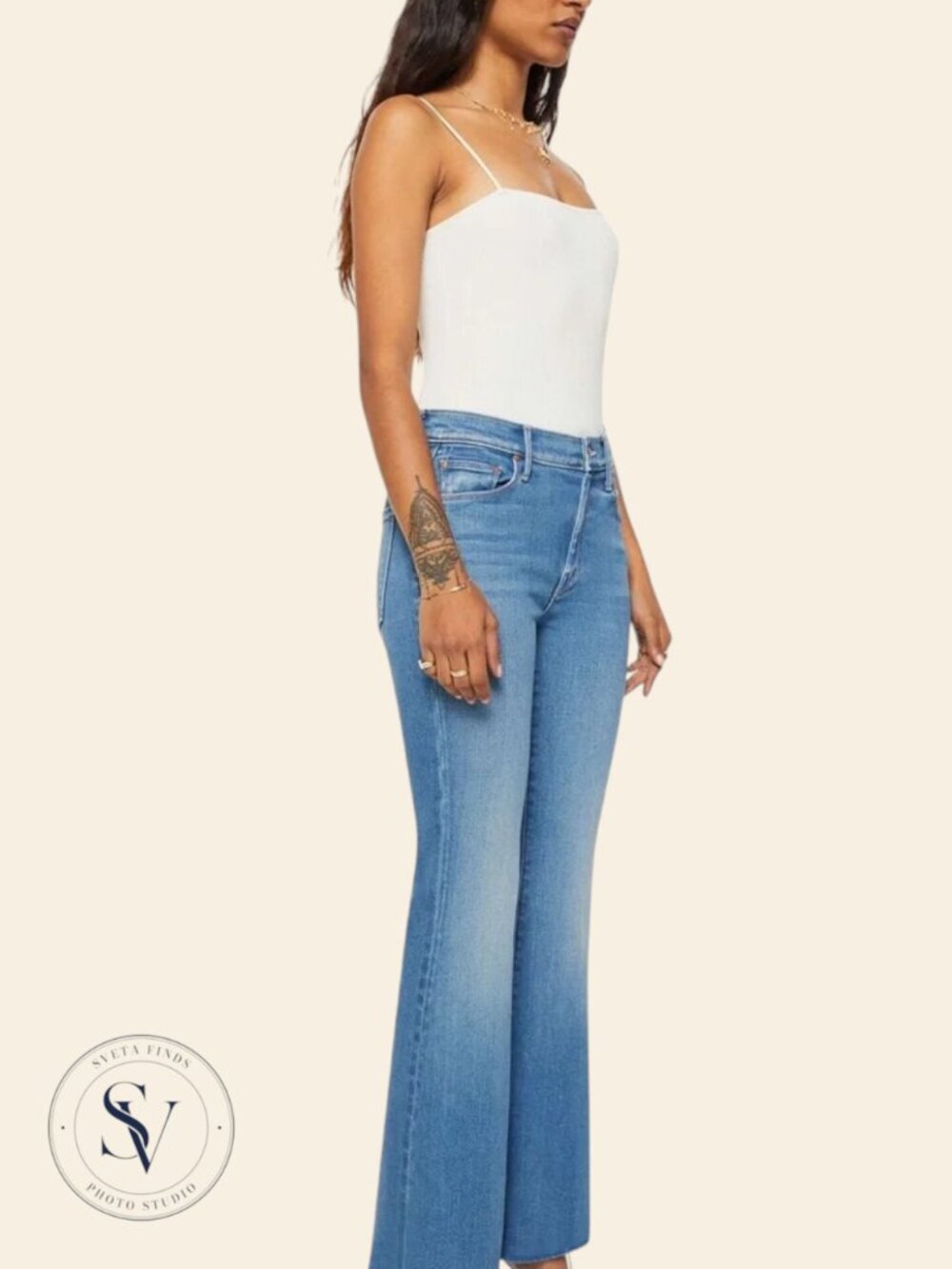 NWT MOTHER The Lil’ Weekender Flare Jeans in Piece By Piece Size 29P